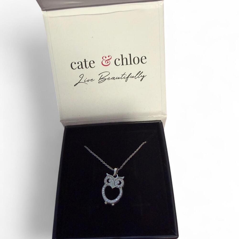 Cate & Chloe Silver Owl Pendant Necklace - New in Box